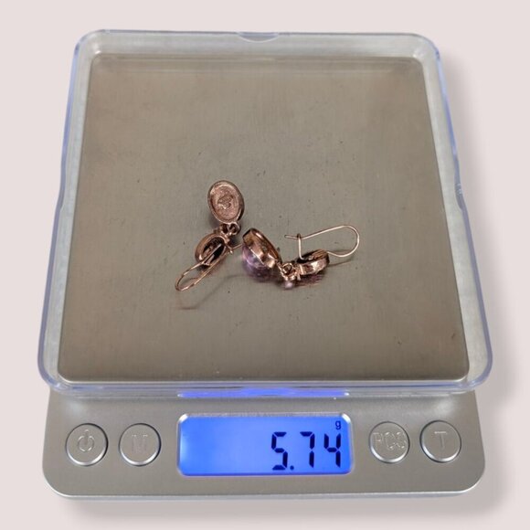 (2/$20) Avon Rose Gold Purple Glass Earrings - Picture 5 of 5